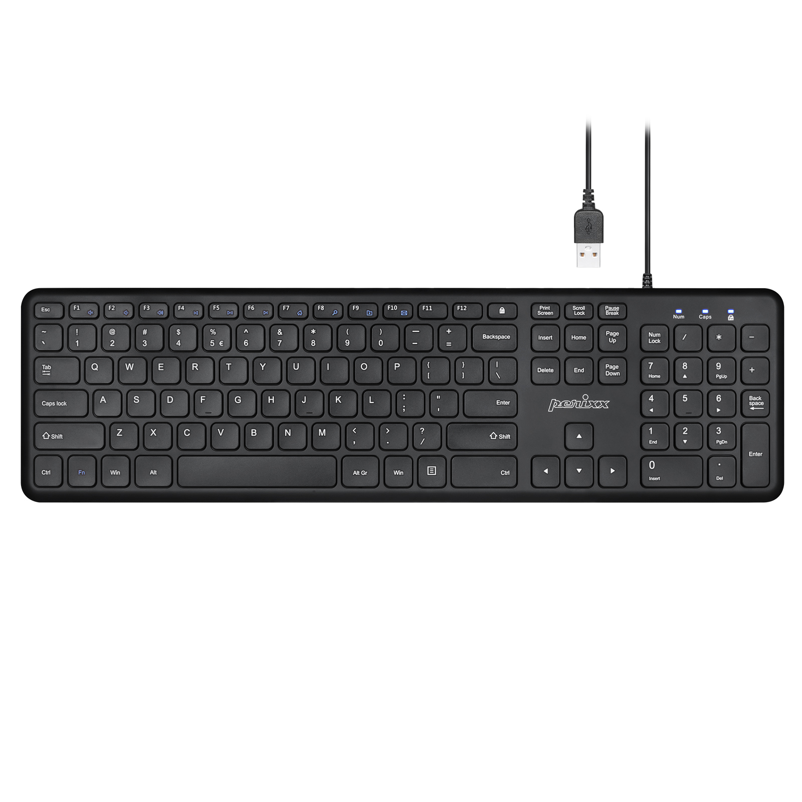 Perixx Periboard-210US - Wired Slim USB Keyboard - Quiet Scissor Keys - Black - image 1 of 7