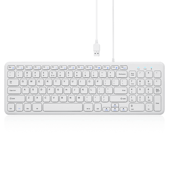 Perixx Periboard-213 W - Wired USB Compact Computer Keyboard - White