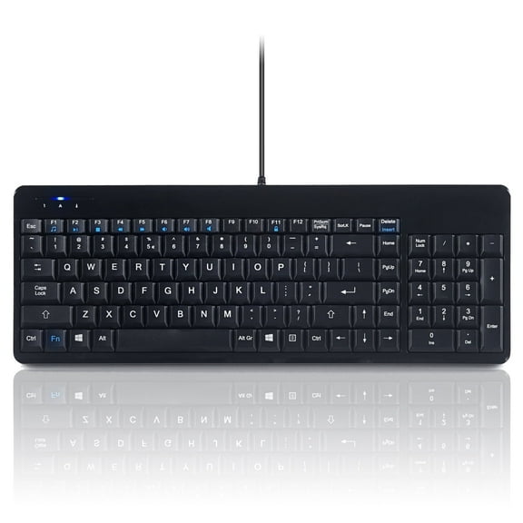 Perixx Periboard-220H Wired USB Computer Keyboard with 2 Hubs, Compact Design with Numeric Keypad, Black
