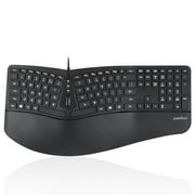 Perixx Periboard-330B, Wired USB Ergonomic Backlit Keyboard - 2 Extra USB Hubs - Black