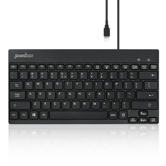 Perixx Periboard-426 USB Wired Mini Low Profile Computer Keyboard, Black, US English