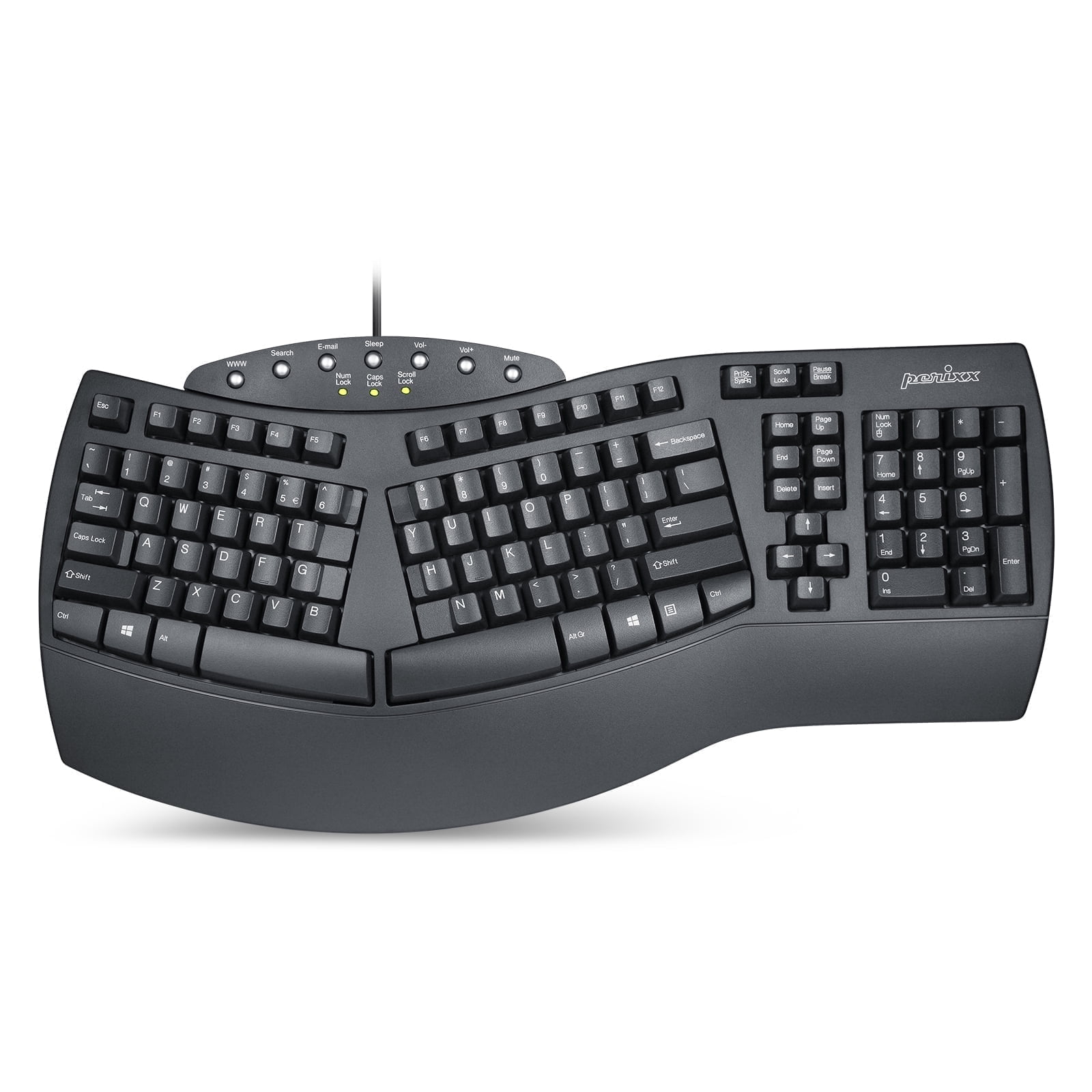 Perixx PERIBOARD-805 Ergo, Bluetooth 5.1 Teclado Ergonómico Plegable, Teclado Plegable Portátil Ultrafino, Gris Oscuro, Disposición DE QWERTZ