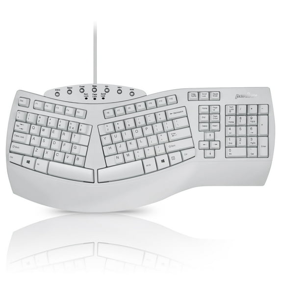 Perixx Periboard-512 Wired USB Ergonomic Natural Split Computer Keyboard - White