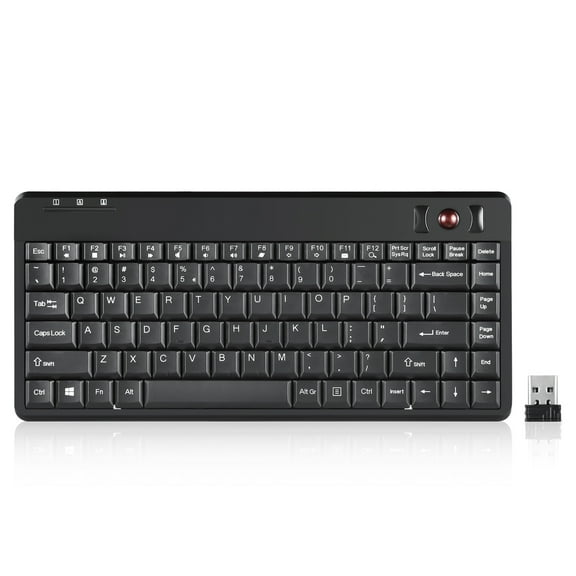 Perixx Periboard-706 Wireless Trackball Mini Computer Keyboard, Built-in 0.55 inch Trackball, Black