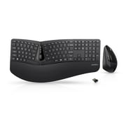 Perixx PERIDUO-605, Wireless Ergonomic Keyboard and Vertical Mouse Desktop Combo - Adjustable Palm Rest - Black