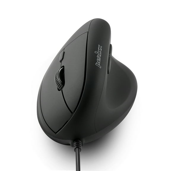 Perixx PERIMICE-508II Wired Vertical Ergonomic Mouse, Adjustable DPI 1000/1600/3200/6400, USB Plug & Play, Black