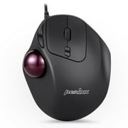 Perixx PERIMICE-517 Wired Trackball USB Computer Mouse, 7 Button Design, 1.34 inch Trackball, Black