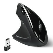 Perixx Perimice-713L, Wireless Ergonomic Left Handed Vertical Mouse, 6 Buttons Design, 3 Level Dpi, Black