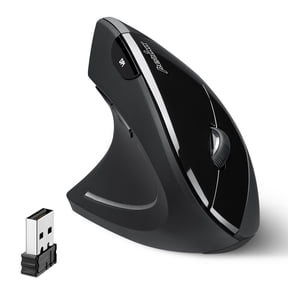 Perixx Perimice-713L, Wireless Ergonomic Left Handed Vertical Mouse, 6 Buttons Design, 3 Level Dpi, Black