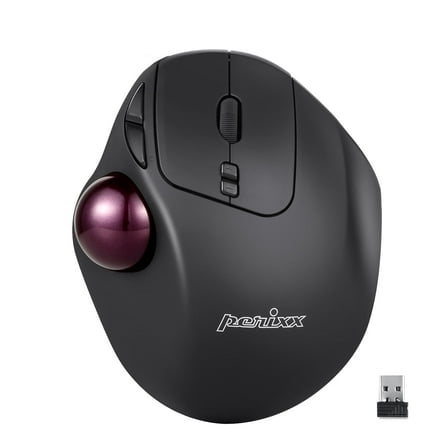 Perixx Perimice-717 Wireless USB Trackball Programmable Computer Mouse, Built-in Trackball