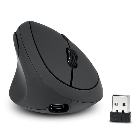 Perixx Perimice-719LR, Left Handed Wireless Vertical Mouse - Duo Wired and Wireless Charging Feature - Designed for Smaller Hands