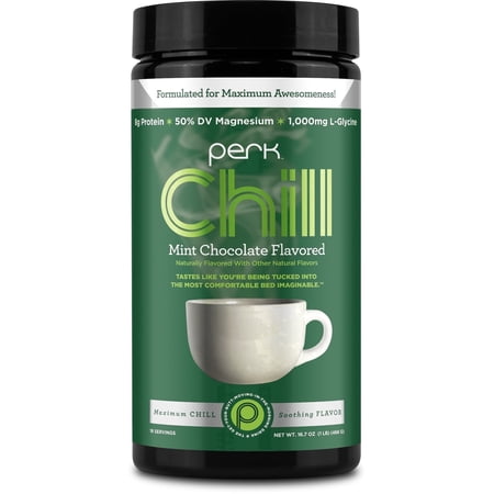 Perk Chill Drink Mix (Mint Chocolate) 18 Servings – Calming Melatonin-Free Nighttime Sleep Aid Support with Magnesium & L-Glycine, Gluten-Free