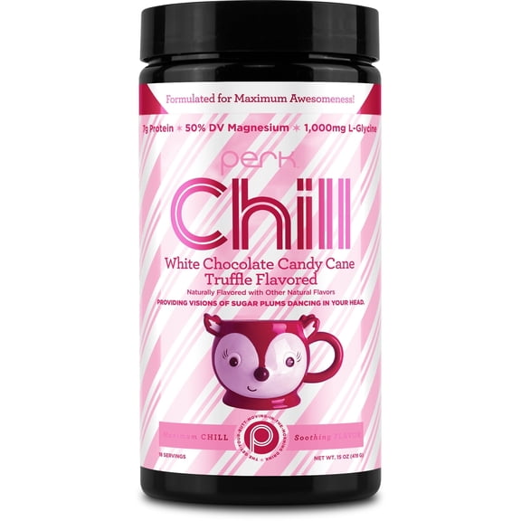 Perk Chill White Chocolate Candy Cane Flavored Drink Mix (18 Servings) - Soy Free & Peanut Free