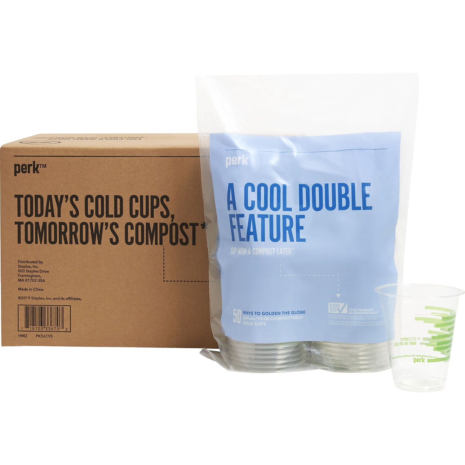 Perk™ Plastic Cold Cup, 16 Oz., Red, 500/Carton (PK54359CT)
