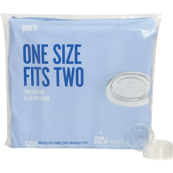 Staples Perk Compostable Straw Slot Plastic Lid 12/16 Oz. Clear 1000/Carton PK56198VS