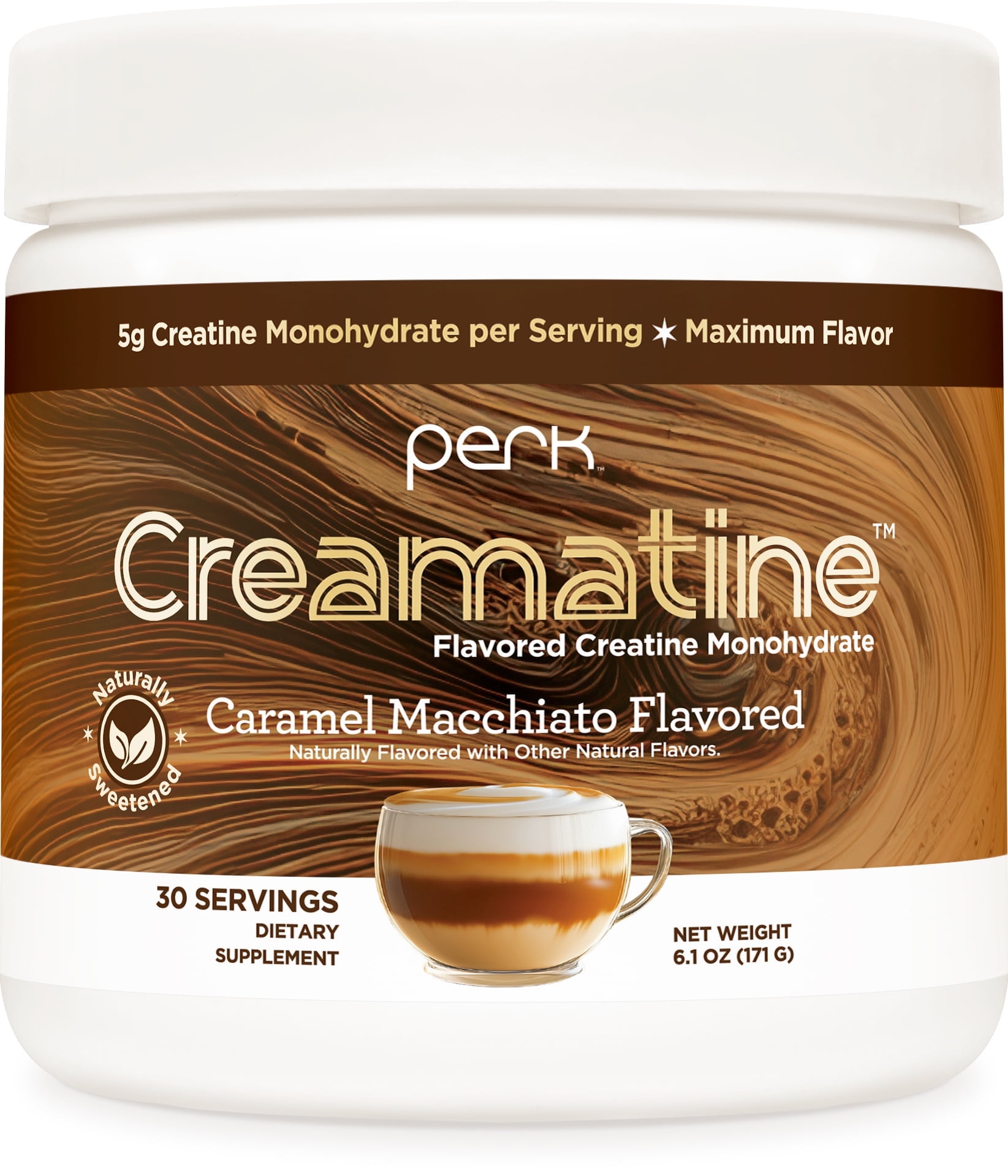 Perk Creamatine (Caramel Macchiato) 30 Servings - Flavored Creatine ...