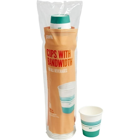 Perk - Paper Hot Cup, 10 Oz., 50/Pack - White/Teal