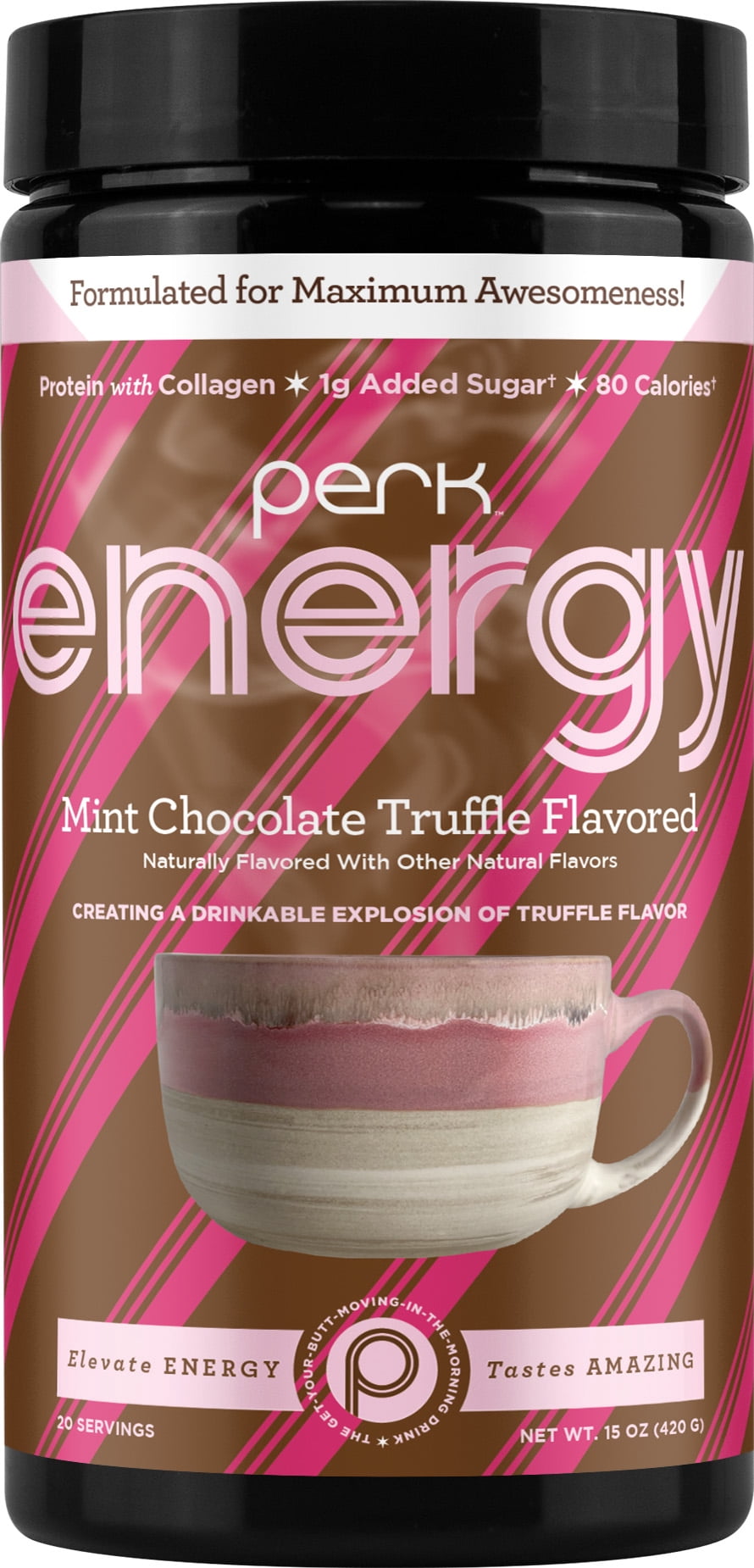 Perk Energy Original Mint Chocolate Truffle Flavored Drink Powder (20 ...