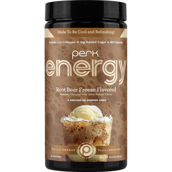 Perk Energy Original Root Beer Freeze Flavored (20 Servings) - Gluten Free, Soy Free and Peanut Free
