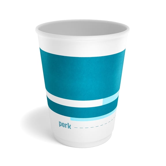 Staples Perk Insulated Paper Hot Cup 12 oz. White/Blue 40/Pack PK59483