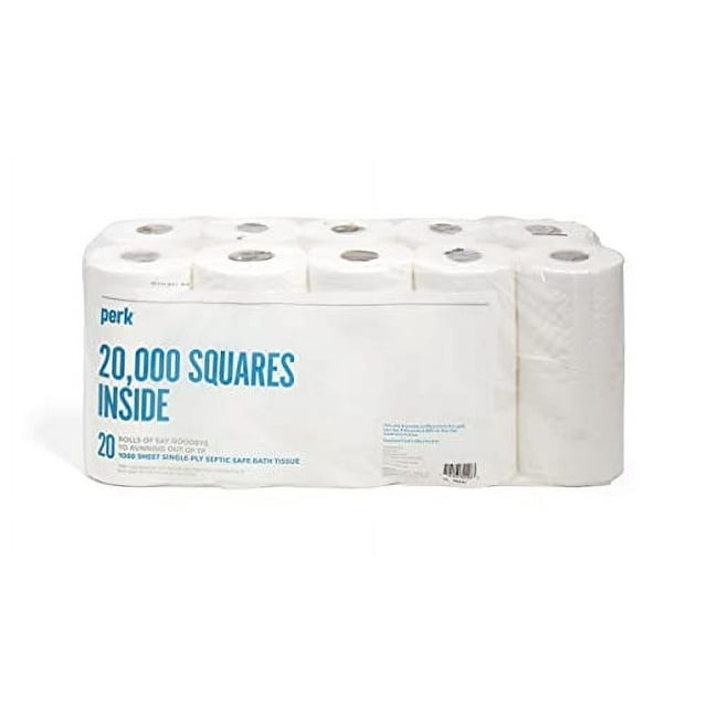 Perk PK55153 Perk Septic Safe 1Ply Toilet Paper, White, 1000 Sheets