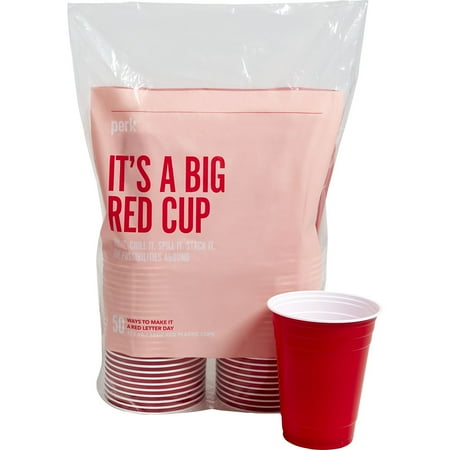 Perk - Plastic Cold Cup, 16 Oz., 50/Pack - Red