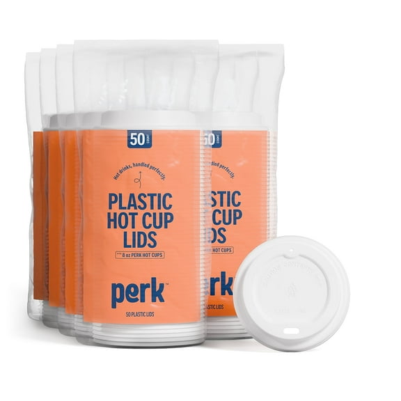 Perk Plastic Hot Cup Lid 8 Oz. White PK45593CT