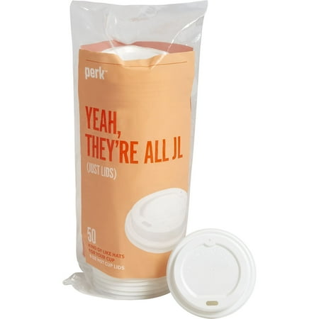 Perk - Plastic Hot Cup Lid, 8 Oz., 50/Pack - White