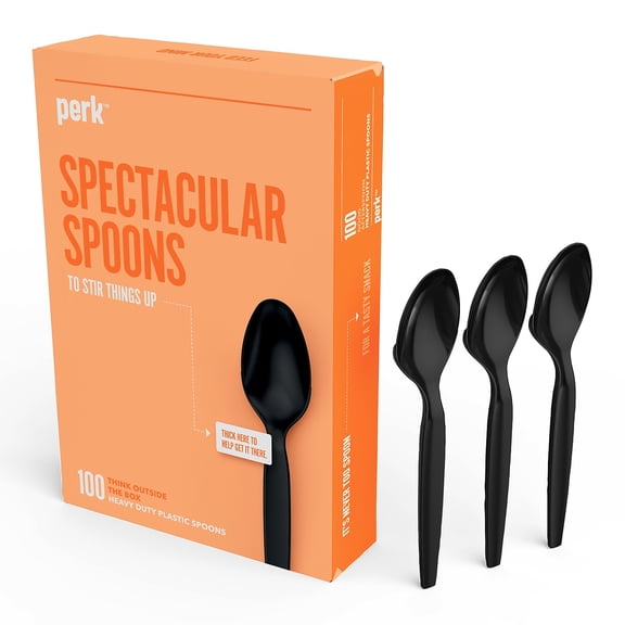 Staples Perk Plastic Spoon Heavy-Weight Black PK56395