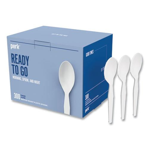 Perk Plastic Spoon Medium-Weight White PK56400