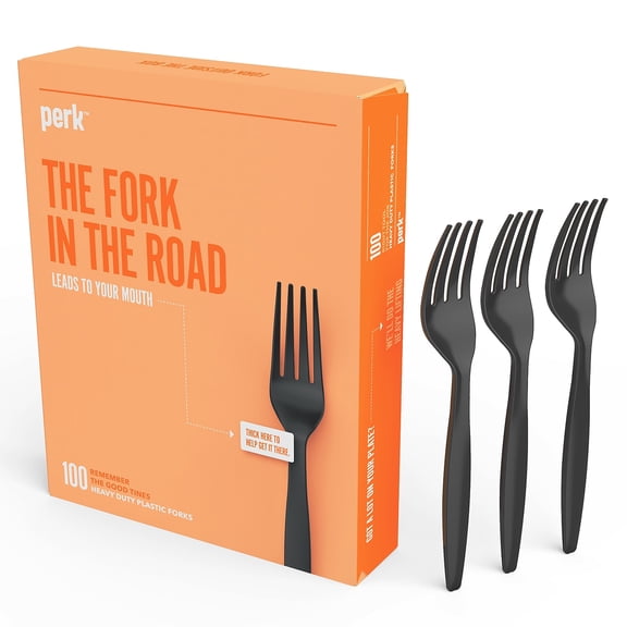 Staples Perk Polystyrene Fork Heavy-Weight Black 300/Carton PK56392VS