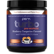 Perk Turbo Pre-Workout Powder Blueberry Tangerine 20 Servings - 125mg of Caffeine with Citrulline Malate 21 & Beta Alanine, with Nitrosigine