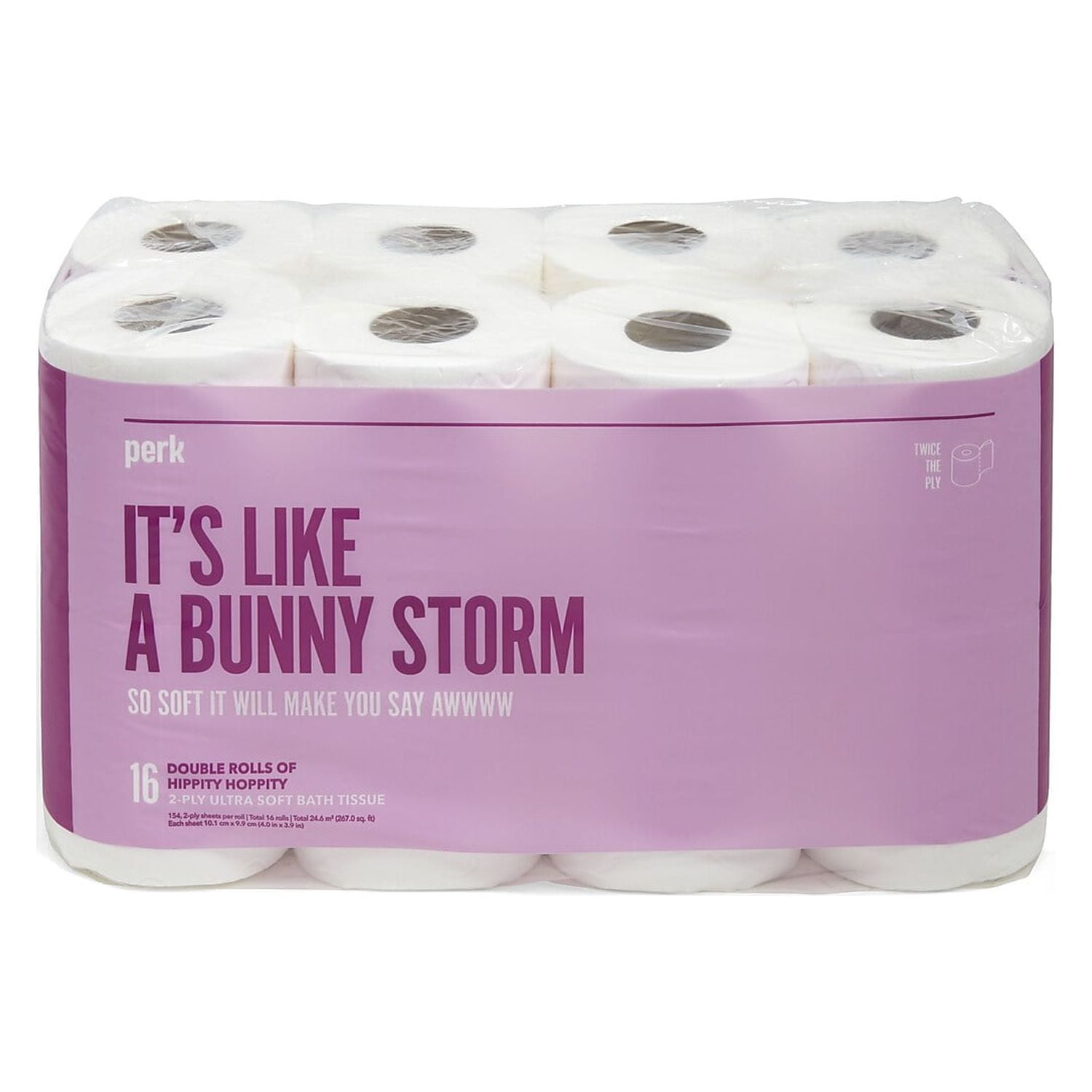 Perk Ultra Soft TwoPly Standard Toilet Paper, Septic Safe, White, 154