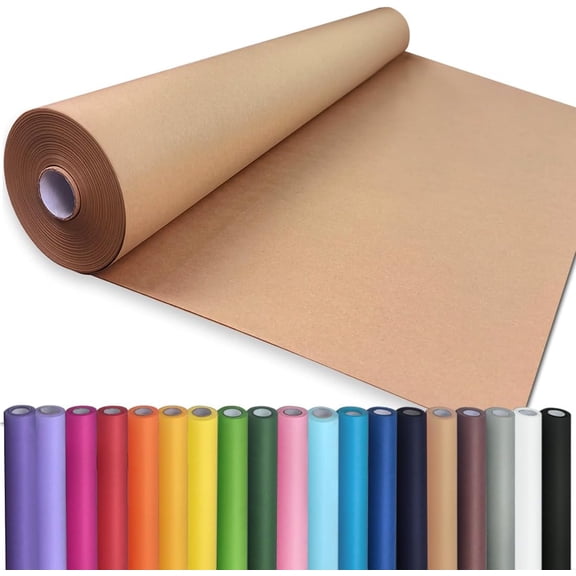 PerkHomy 24" x 2,400" (200') Brown  Paper Roll for Craft Bulletin Board Paper Art Table Covering Crafting Gift Wrapping Bouquet Packing Parcel 70GSM 50LB (Brown, 24" x 200')