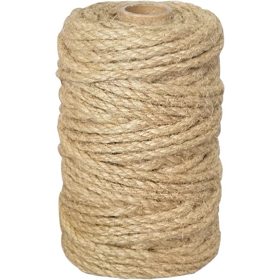 PerkHomy 5mm Jute Rope 105 Feet Twisted Heavy Duty and Thick Twine Rope for Cat Scratcher Scratching Post Tree Craft Projects Gardening Home Decoration Packing Bundling (105FT * 5mm)