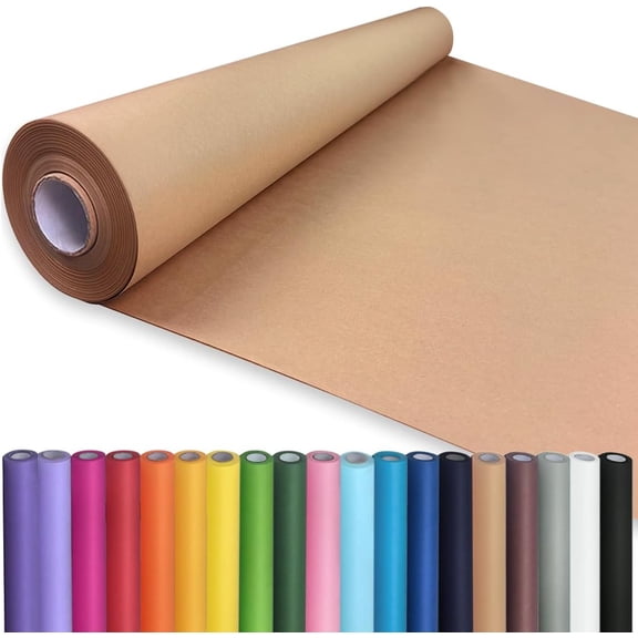 PerkHomy Brown Kraft Paper Roll 36" x 1,440" (120') for Craft Bulletin Board Paper Art Table Covering Crafting Gift Wrapping Bouquet Packing Parcel 70GSM 50LB (Brown, 36" x 120')