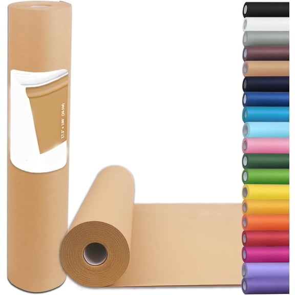 PerkHomy Brown Kraft Paper Roll for Gift Wrapping Bulletin Board Craft Art Bouquet Flower Packing Moving Shipping Floor Covering Table