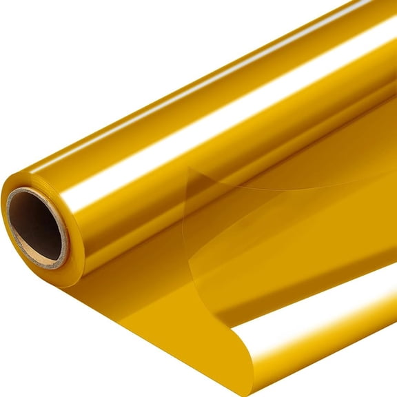 PerkHomy Clear Cellophane Wrap Roll 16" 3 Mil Thick Cellophane For Gift Basket Treats Goodie Wrapping Craft Flower Bouquet Plastic (Gold, 100ft (16in Width))