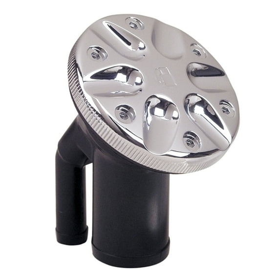 Perko 0590DPGCHR Polymer Vented Fill with Angled Neck for 1-1/2" Hose - Gas-Marked Chrome Cap