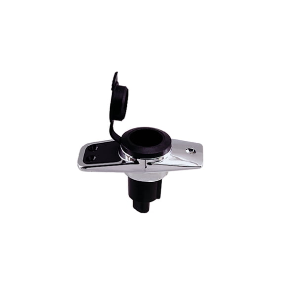 Perko 10603B0DP Chrome-Plated 3-Pin Plug-In Light Base with 5° Rake - 3.75" x 1.75" Base