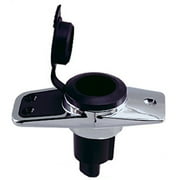 Perko 1060PB0DP Chrome-Plated 2-Pin Plug-In Light Base with 5° Rake - 3.75" x 1.75" Base