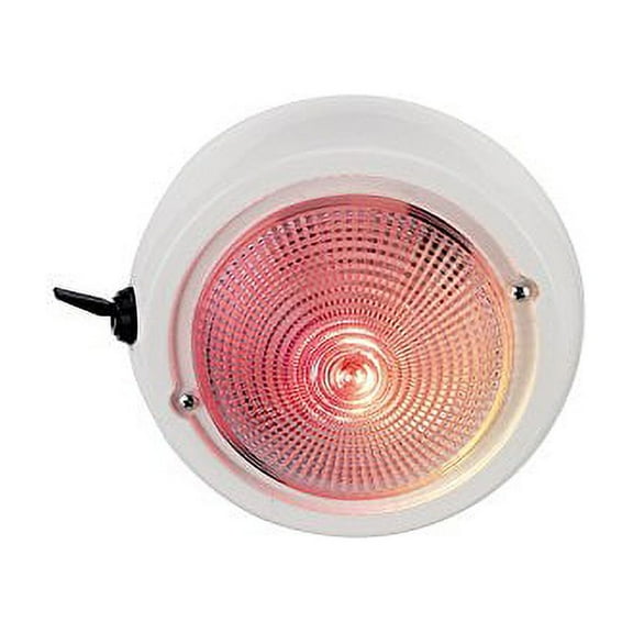 Perko 1263DP1WHT 12V Exterior Surface Mount Dome Light with Red and White Bulbs - 5" Diameter White Base