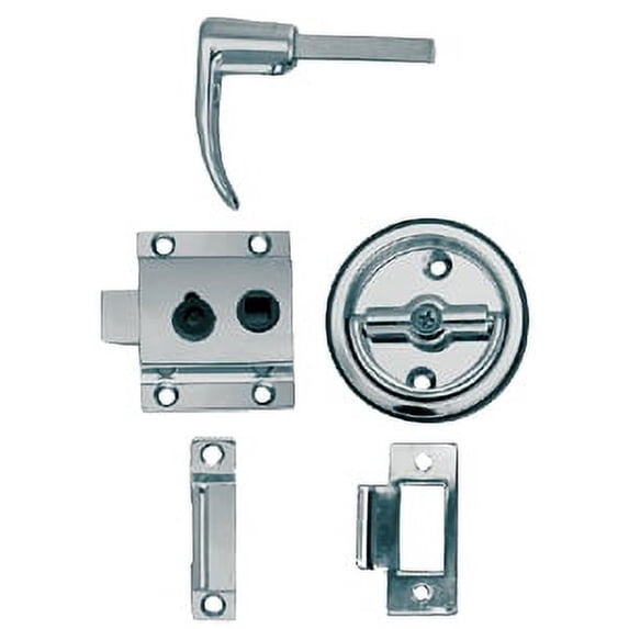 Perko 1280DP0CHR Chrome Plated Zinc Flush Cup Rim Latch Set with Flush Strike for 3/4" - 1-1/8" Door Thickness