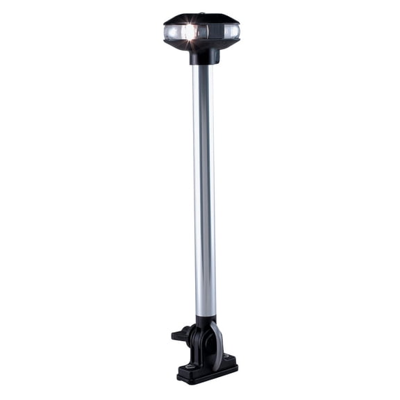 Perko 1284DP0CHR Vertical-Mount Fold-Down Combination Masthead/White All-Round Light - 13-1/8" Height, Black Polymer Top and Base
