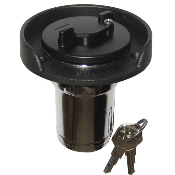 Perko 1399DP0CHR Locking Gas Fill with Black Polymer Flange and Cap for 1.5" Hose