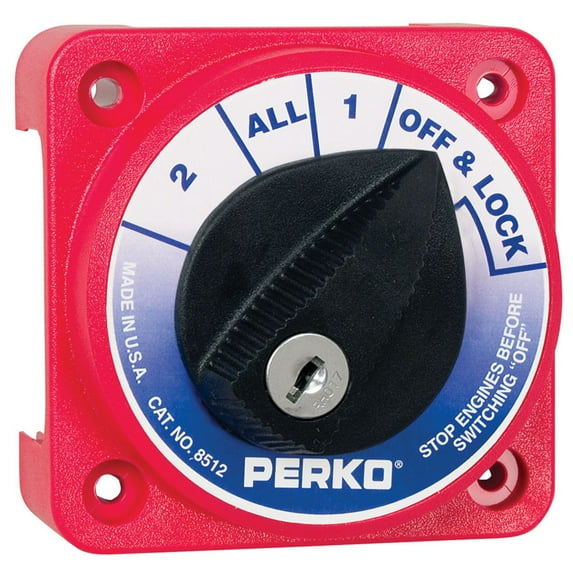 Perko 8512DP Locking Compact Battery Switch with 1,2, Both & Off Positions