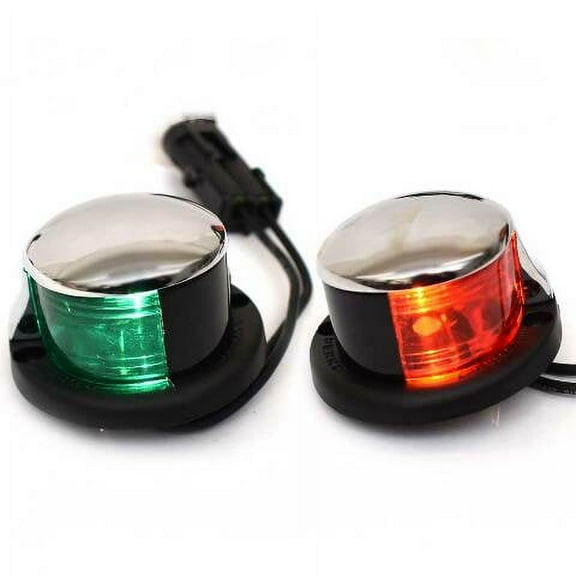 Perko Boat Navigation Lights | Horizontal 12V Red / Green (Set of 2)