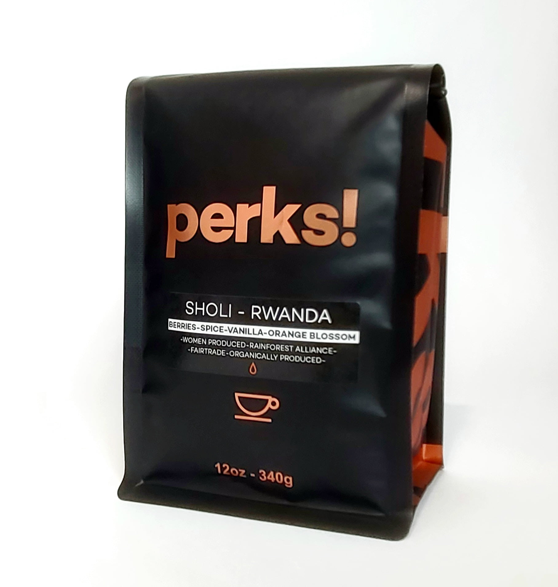 Perks! Rwanda "Sholi Estate" Whole Bean Light Roast Arabica Coffee - 12oz Bag