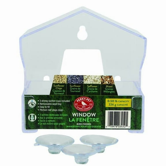 Perky 0.5 lbs MP4 345 Window Feeder, Clear - Small