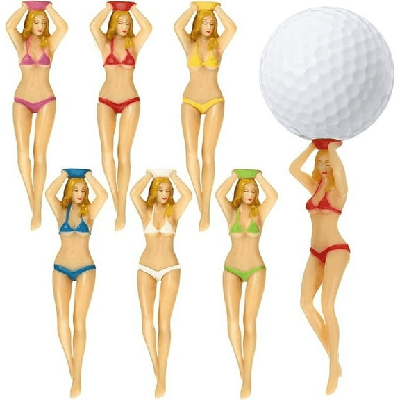 Perky Bikini Women's Golf Tees 6-Pack Colorful Durable Plastic Golf Accessories | Fun Golf Gifts for Men & Women, Perfect for Birthdays, Holidays, Bachelor Parties & Unique Golf Lover Gifts
